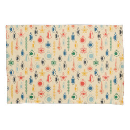 ミッドセンチュリーレトロのクリスマスツリーのおもちゃつきパターン 枕カバー