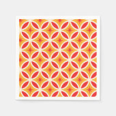 ミッドセンチュリーレトロの幾何学円のスターバスト スタンダードカクテルナプキン (正面)