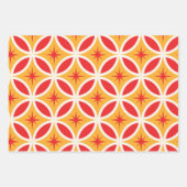 ミッドセンチュリーレトロの幾何学円のスターバスト ラッピングペーパーシート (正面3)