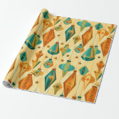 ミッドセンチュリーレトロクリスマスアトミックスターオーナメント ラッピングペーパー (アンロールド)