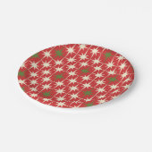 ミッドセンチュリーレトロクリスマススターバストパターンレッド ペーパープレート (アングル)