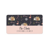 ミッドセンチュリーレトロクリスマスハウスパターンラベル ラベル (正面)