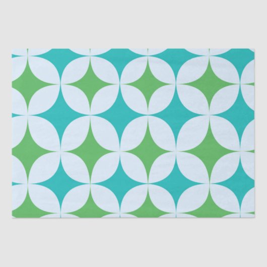 ミッドセンチュリーレトロスターバストイン緑とティール(緑がかった色) 薄葉紙 (正面)