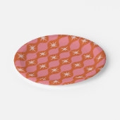 ミッドセンチュリーレトロスターバストオンオレンジピンクオギー ペーパープレート (アングル)