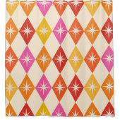 ミッドセンチュリーレトロスターバストオンカラフルダイヤモンド シャワーカーテン (正面)