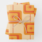 ミッドセンチュリーレトロスターバストオン抽象芸術正方形 ラッピングペーパーシート (インサイチュ)