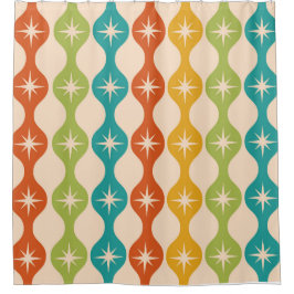 ミッドセンチュリーレトロスターバストオンogee pattern シャワーカーテン