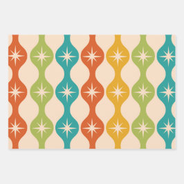 ミッドセンチュリーレトロスターバストオンogee pattern ラッピングペーパーシート