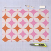 ミッドセンチュリーレトロスターバストパターンオレンジピンク 薄葉紙 (クラフト)