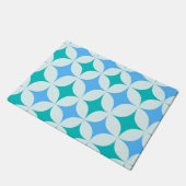 ミッドセンチュリーレトロスターバストパターンティール(緑がかった色)ブルー ドアマット (アングル)