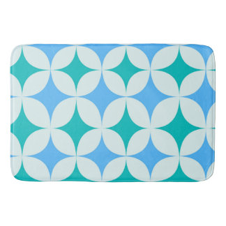 ミッドセンチュリーレトロスターバストパターンティール（緑がかった色）ブルー バスマット