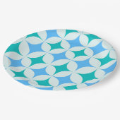 ミッドセンチュリーレトロスターバストパターンティール（緑がかった色）ブルー ペーパープレート (アングル)