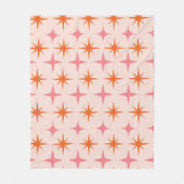 ミッドセンチュリーレトロスターバストパターンピンクオレンジ フリースブランケット (正面)