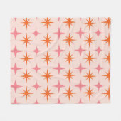 ミッドセンチュリーレトロスターバストパターンピンクオレンジ フリースブランケット (正面(横))