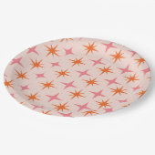 ミッドセンチュリーレトロスターバストパターンピンクオレンジ ペーパープレート (アングル)