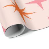 ミッドセンチュリーレトロスターバストパターンピンクオレンジ ラッピングペーパー (ロールコーナー)