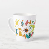 ミッドセンチュリーレトロパターンラテマグカップ カフェラテマグ (左アングル)