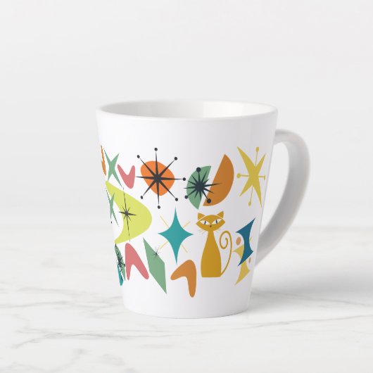 ミッドセンチュリーレトロパターンラテマグカップ カフェラテマグ (右アングル)