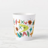 ミッドセンチュリーレトロパターンラテマグカップ カフェラテマグ (正面)