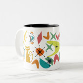 ミッドセンチュリーレトロパターンMag ツートーンマグカップ (正面左)