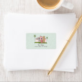 ミッドセンチュリーレトロピンクハウス住所 シール (インサイチュ)