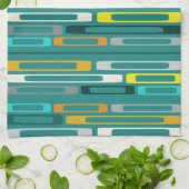 ミッドセンチュリーレトロフラットロックスターコイズ キッチンタオル (折り畳み)