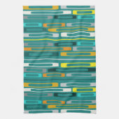 ミッドセンチュリーレトロフラットロックスターコイズ キッチンタオル (縦)