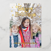 ミッドセンチュリーレトロマジカル小妖精や小人1写真クリスマス 箔シーズンカード (正面)