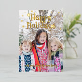 ミッドセンチュリーレトロマジカル小妖精や小人1写真クリスマス 箔シーズンカード (立ち正面)