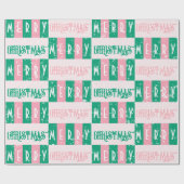 ミッドセンチュリーレトロメリークリスマスピンクグリーン ラッピングペーパー (フラット)