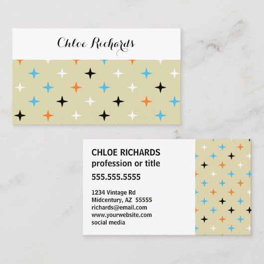 ミッドセンチュリーレトロモダンスターバスト 名刺 (正面/裏面)