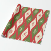 ミッドセンチュリーレトロヴィンテージクリスマスオーナメントラップ ラッピングペーパー (アンロールド)