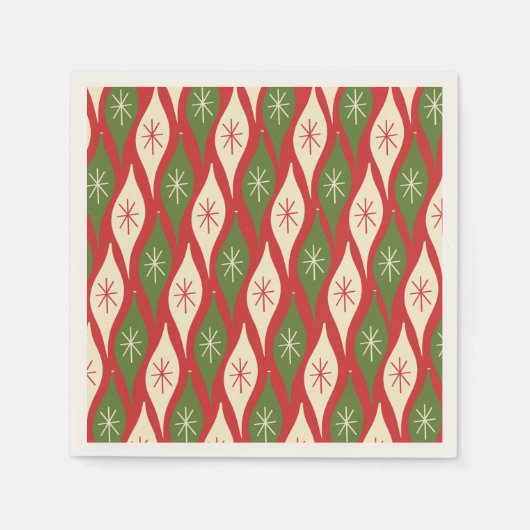 ミッドセンチュリーレトロヴィンテージクリスマスオーナメント スタンダードカクテルナプキン (正面)