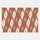 ミッドセンチュリーレトロヴィンテージクリスマスオーナメント ラッピングペーパーシート (正面)