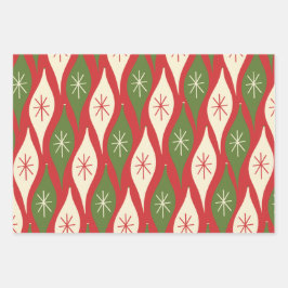 ミッドセンチュリーレトロヴィンテージクリスマスオーナメント ラッピングペーパーシート