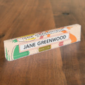 ミッドセンチュリーレトロ原子パーソナライズされた デスクネームプレート (側面)