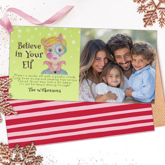 ミッドセンチュリーレトロ小妖精や小人1写真クリスマスおもしろい詩 シーズンカード