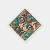 ミッドセンチュリーレトロ未来的サーキット猫 スタンダードカクテルナプキン (角)