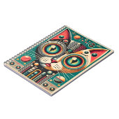 ミッドセンチュリーレトロ未来的サーキット猫 ノートブック (左側)