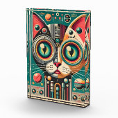 ミッドセンチュリーレトロ未来的サーキット猫 フォトブロック (右)