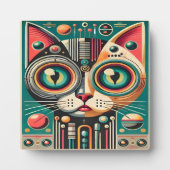 ミッドセンチュリーレトロ未来的サーキット猫 フォトプラーク (正面)