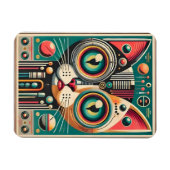 ミッドセンチュリーレトロ未来的サーキット猫 マグネット (横)