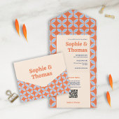 ミッドセンチュリーレトロ結婚ズ オールインワン招待状