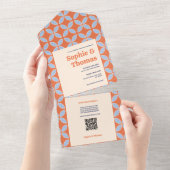 ミッドセンチュリーレトロ結婚ズ オールインワン招待状 (貼ってはがせる)