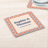 ミッドセンチュリーレトロ結婚ズ スクエアペーパーコースター (アングル)