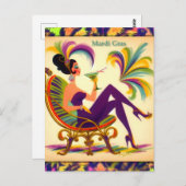 ミッドセンチュリーレトロ60sマルディグラスマルティーニウーマン ポストカード (正面/裏面)