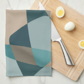 ミッドセンチュリーロックレイヤーズティール(緑がかった色) キッチンタオル (四つ折り)