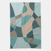 ミッドセンチュリーロックレイヤーズティール(緑がかった色) キッチンタオル (縦)