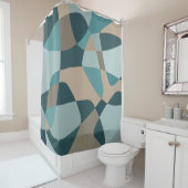 ミッドセンチュリーロックレイヤーズティール(緑がかった色) シャワーカーテン (インサイチュ)