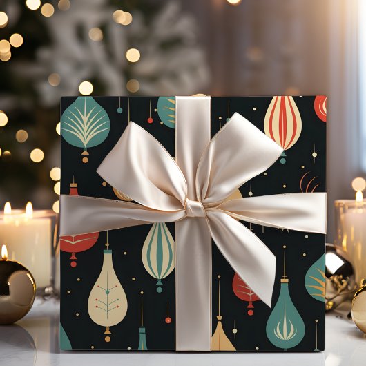 ミッドセンチュリーヴィンテージクリスマスオーナメントホリデイ ラッピングペーパー